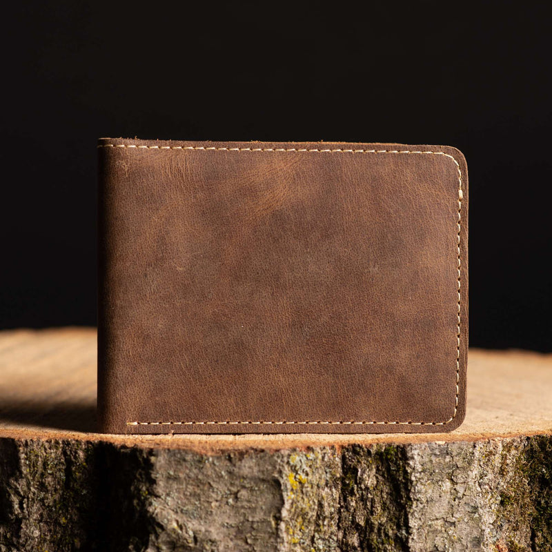 Brown Full Grain Leather Minimalist Wallet