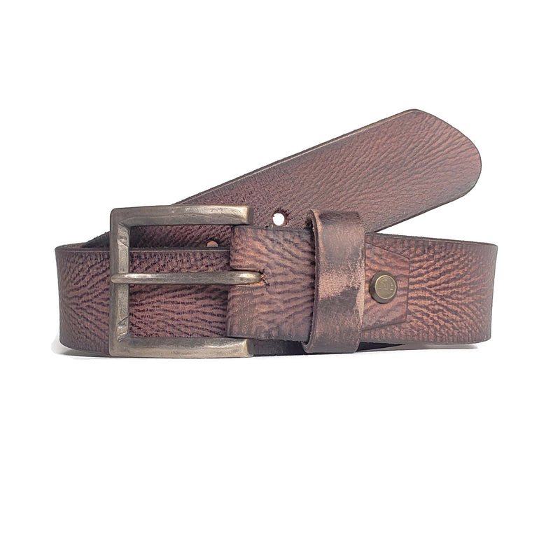Brown Vein Patterned 100% Real Leather Belt Made in Canada - Nab Leather Co