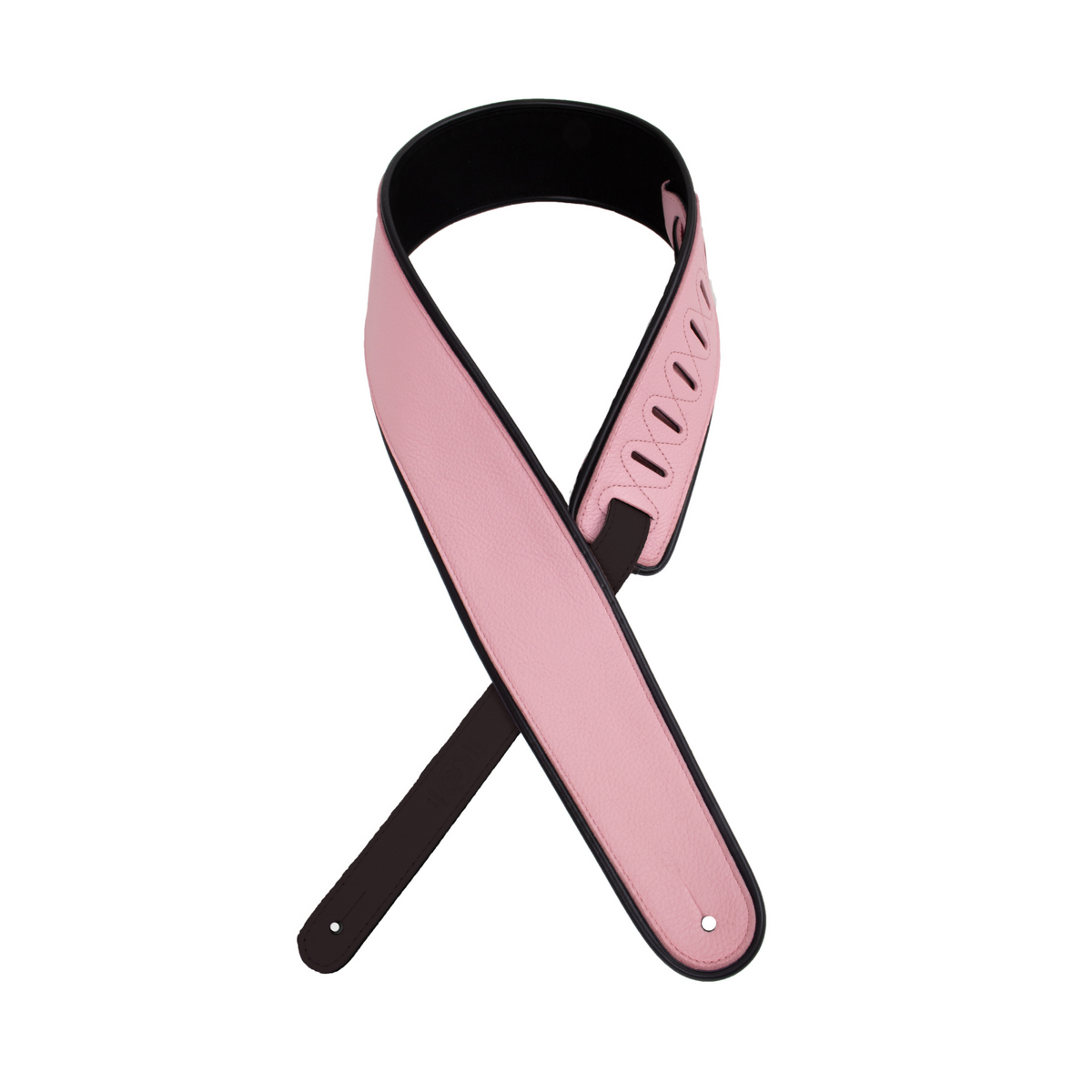 Riot limited edition pink edge pipe full-grain leather guitar strap