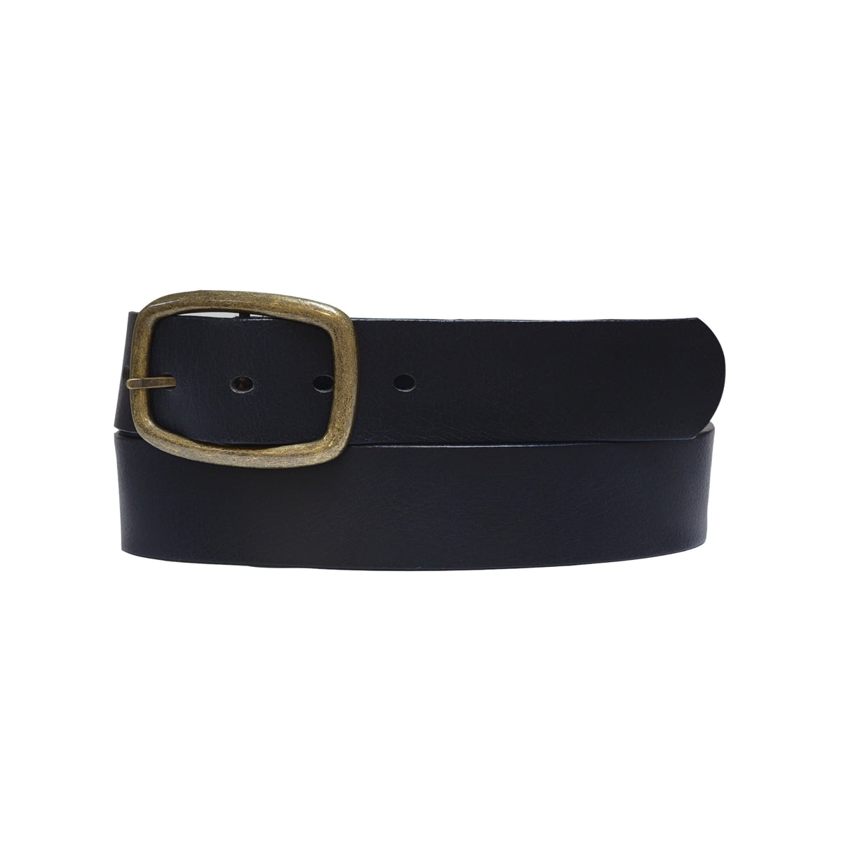 Design your own women's leather belt in black with antique gold buckle