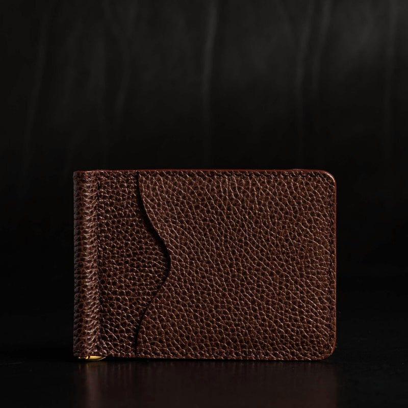 The Pinnacle Wallet - Brown Slim Money Clip Pebble Grain Leather Wallet