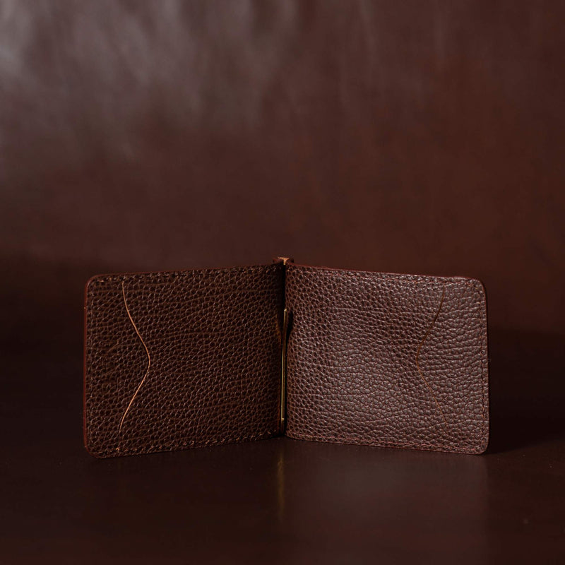 The Pinnacle Wallet - Brown Slim Money Clip Pebble Grain Leather Wallet