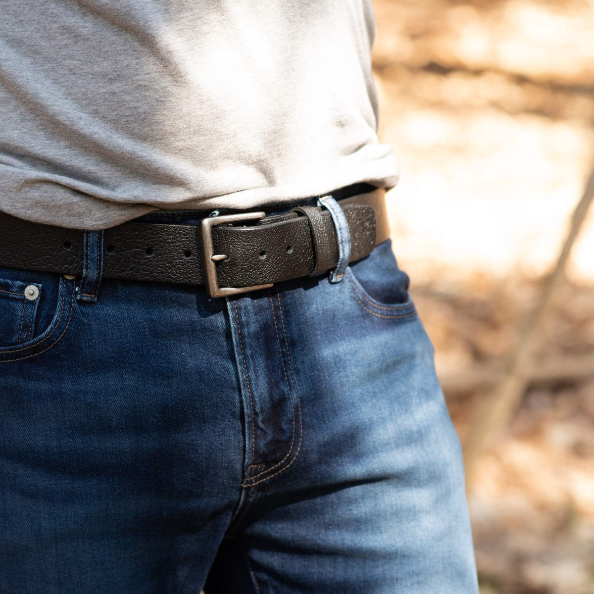 The Maverick extra thick pebble grain bison leather belt