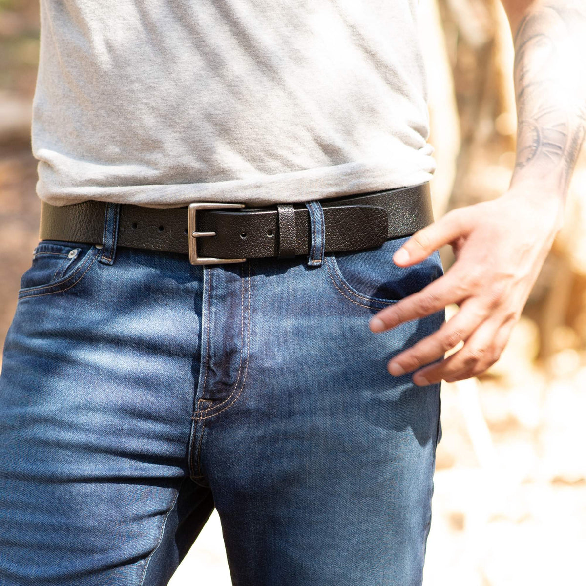 The Maverick extra thick pebble grain bison leather belt