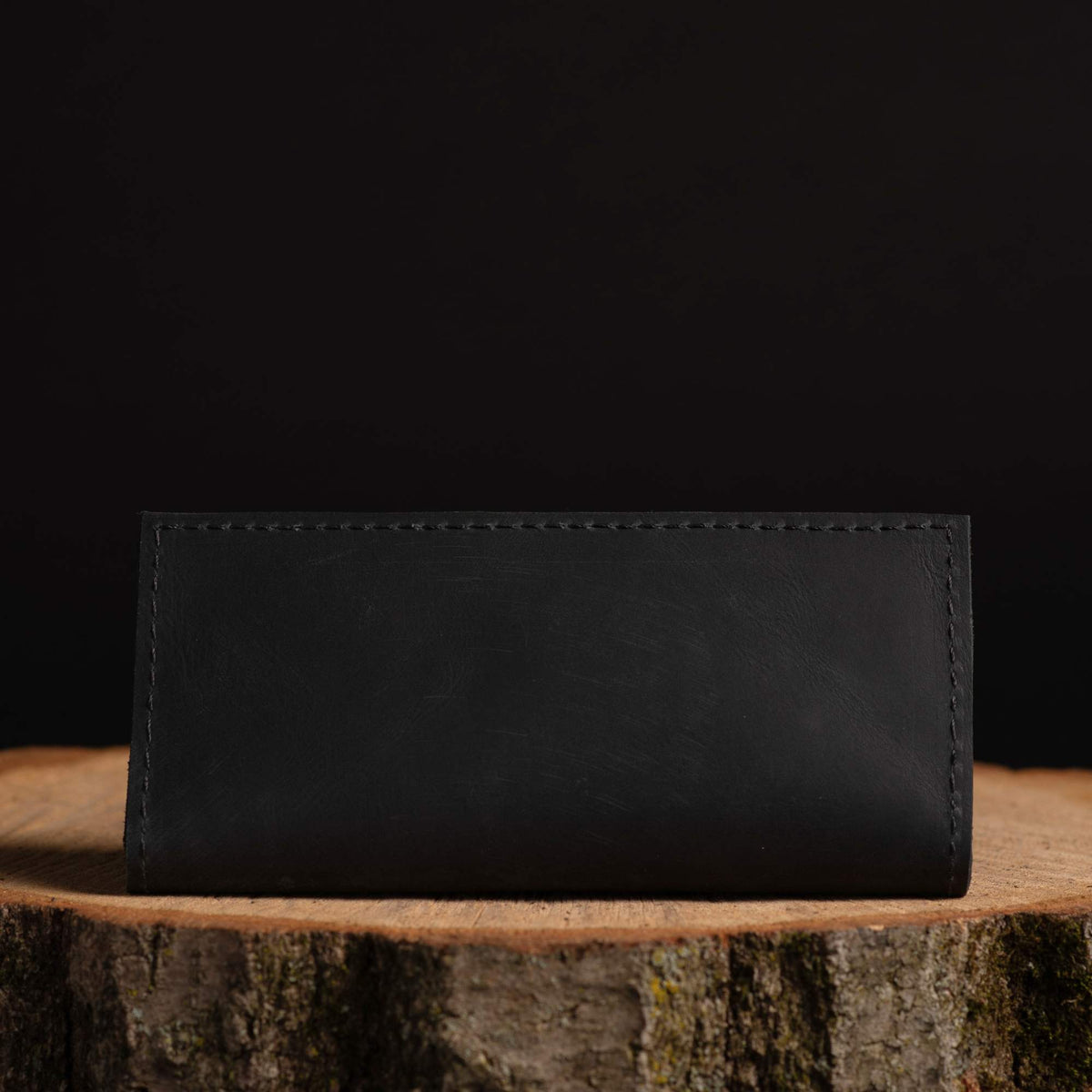 The Long Wallet, black full-grain leather long wallet