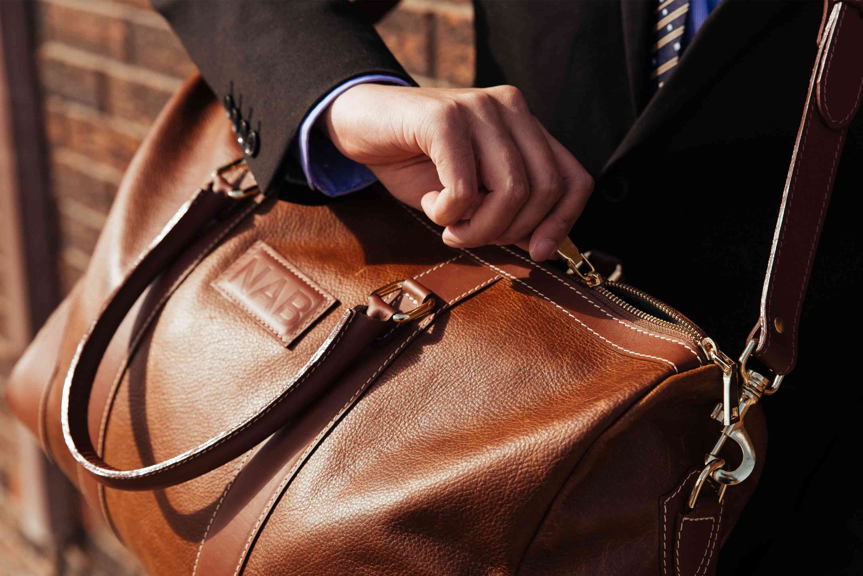 The Shield Duffle Cognac FullGrain Leather Duffle Bag Made in Canada