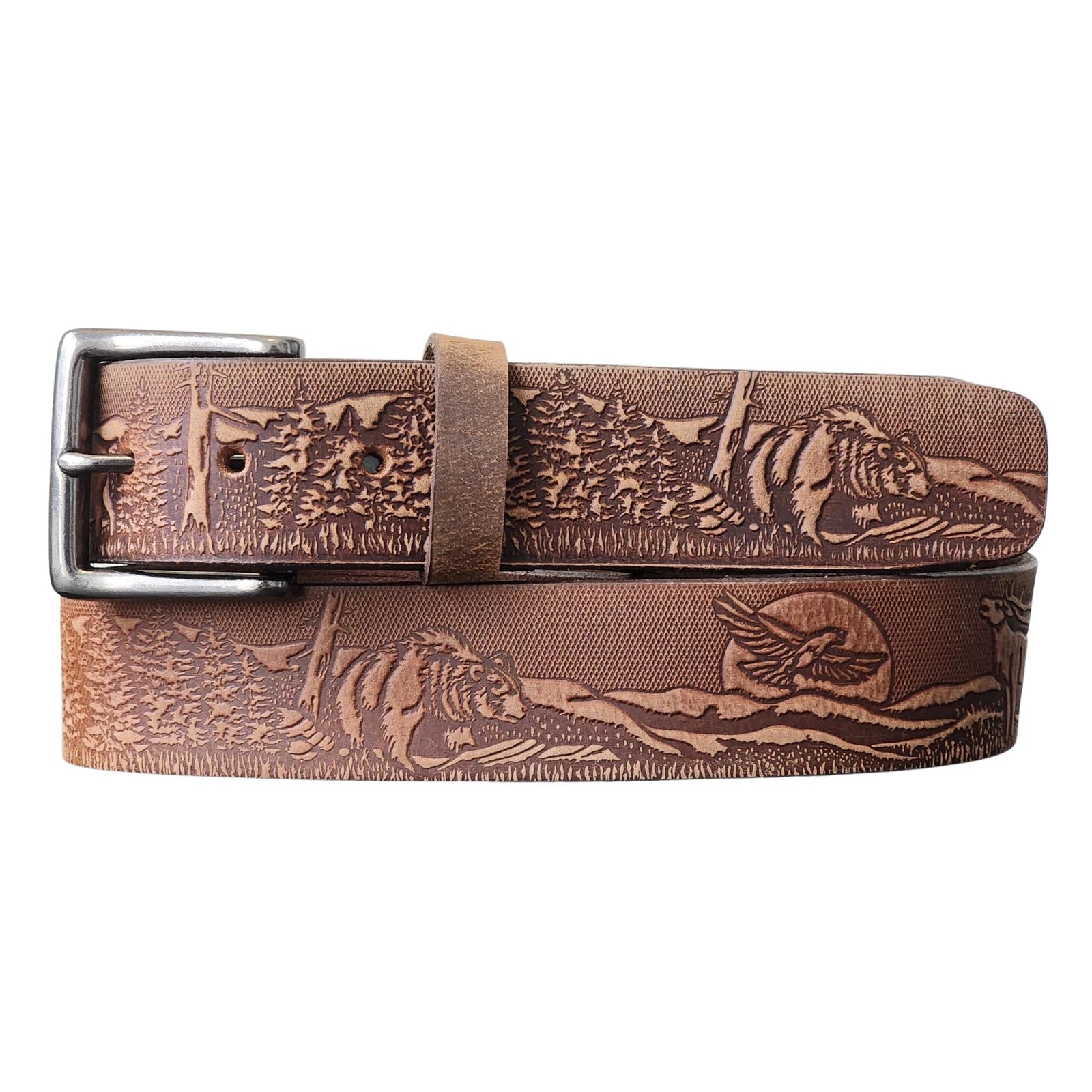 The Wildlife Belt - Natural Tan Embossed Full Grain Leather
