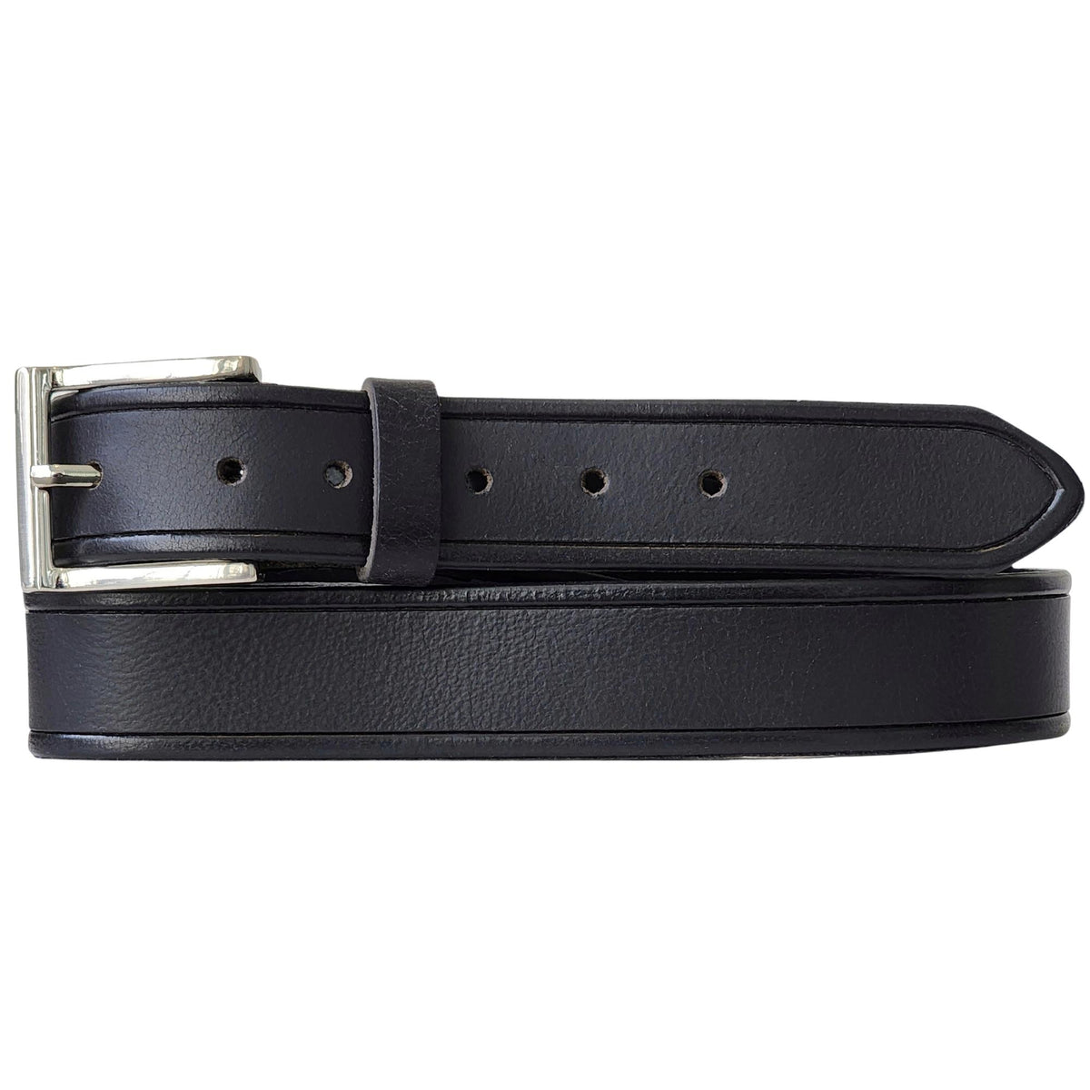 The Obelisk black edge pipe full-grain leather belt