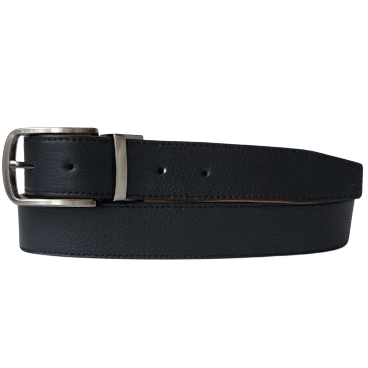 The Harvey Dent reversible stitched pebbled leather belt