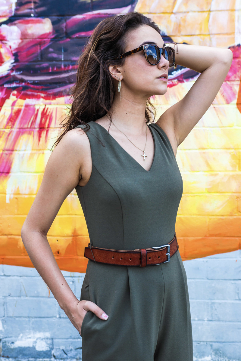 The Canyon Belt - Tan Women's Leather Belt with Charred Edges