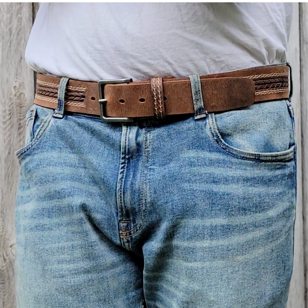 The Purpose Belt, arrow patterned leather belt