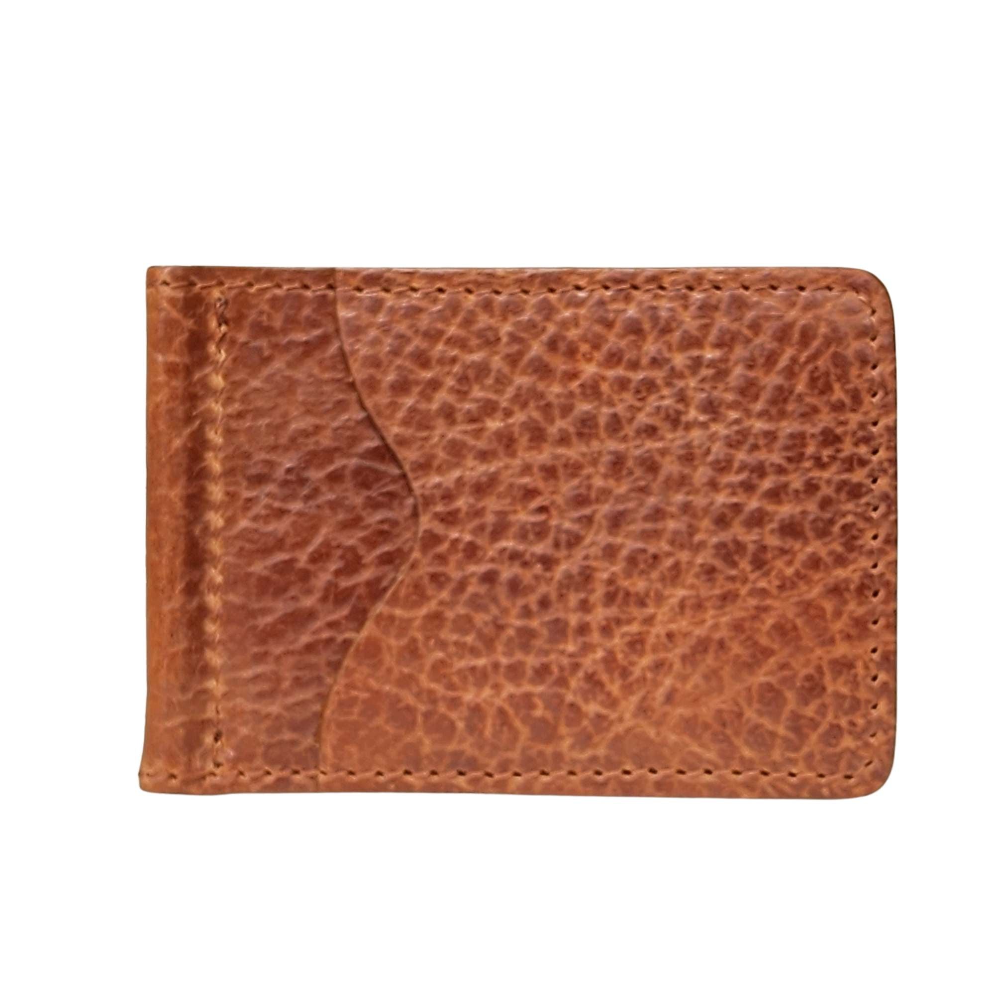 The Pinnacle Wallet - Cognac Slim Money Clip Pebble Grain Leather Wall