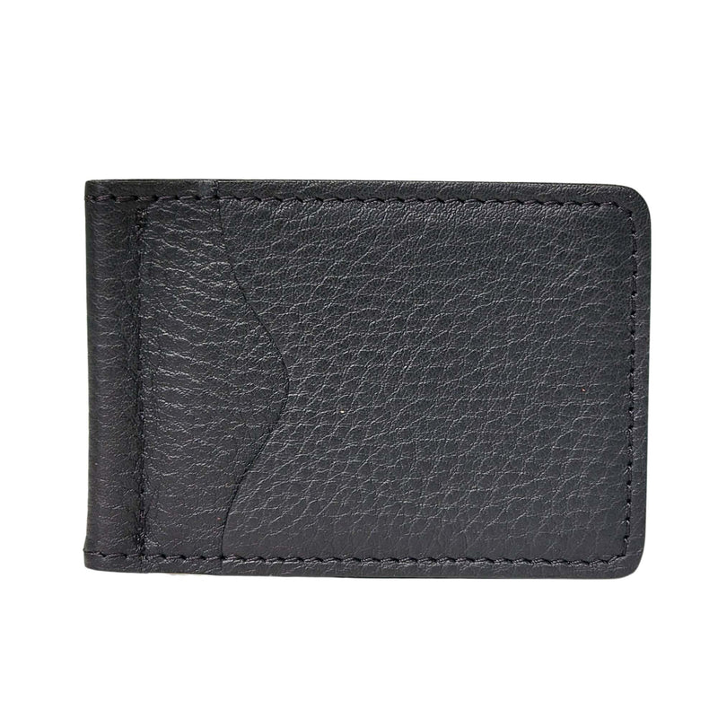 The Pinnacle Wallet - Black Slim Money Clip Pebble Grain Leather Walle