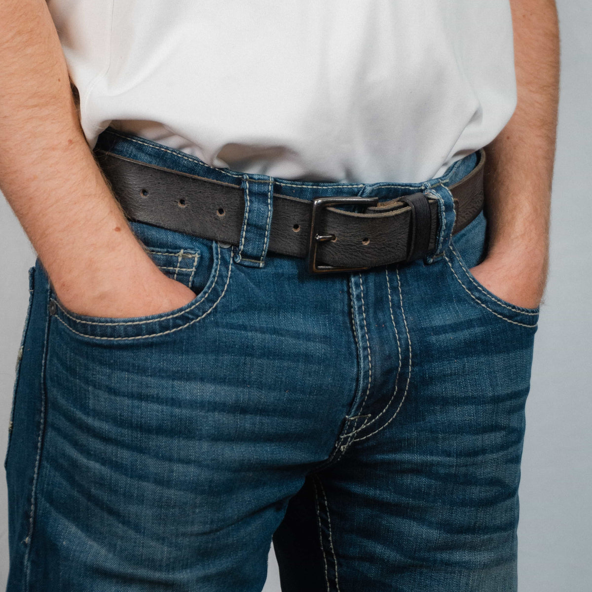 The Mountain leather belt with charred edges