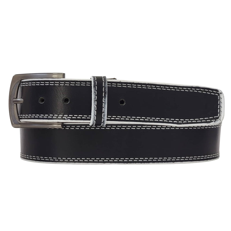 The Diablo Belt - Black Full Grain Leather Belt with Red Stitches