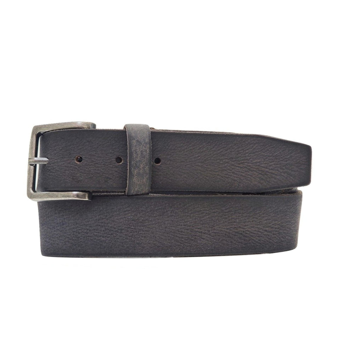 The Mountain women's leather belt with charred edges in grey