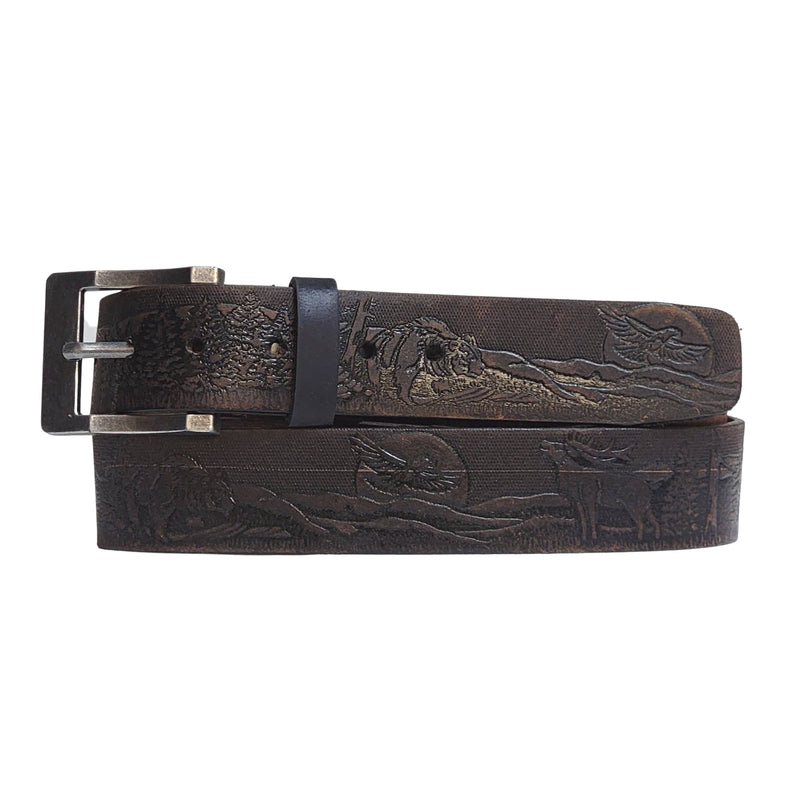 The Wildlife Belt - Natural Tan Embossed Full Grain Leather Belt Made in Canada